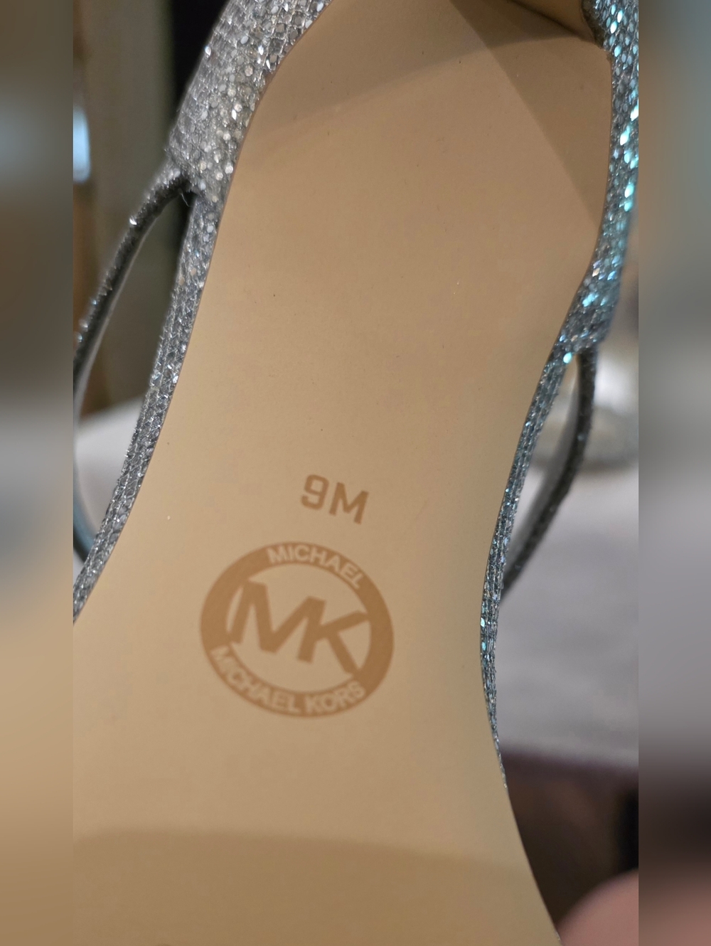 Michael Kors Sparkling Silver Ankle-Strap Stiletto Sandals - Picture 6 of 9